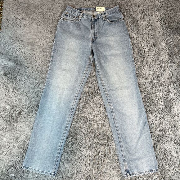 Vintage Eddie Bauer Women’s Jeans Size 4 Straight Leg Mid Rise 90s Light Wash - Picture 3 of 13